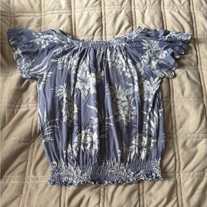 Roxy Blue and White Floral Blouse